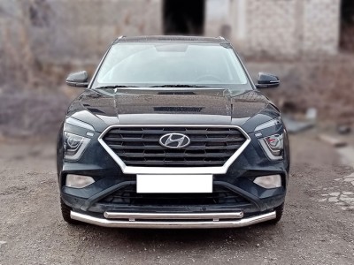 Защита переднего бампера двойная с подгибами d-60+43 Технотек для Hyundai Creta II 2021 – н.в.