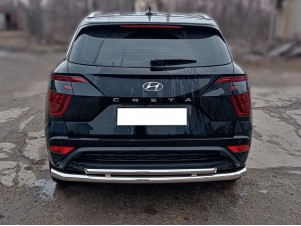 Защита заднего бампера двойная d-60+43 для Hyundai Creta II 2021 – н.в. HCR21_3.1