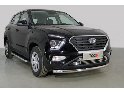 Защита передняя нижняя 60,3 мм ТСС для Hyundai Creta II 2021 – н.в.
