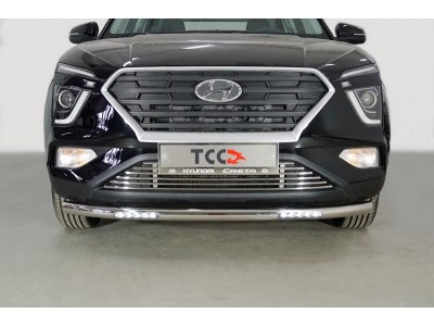 Защита передняя нижняя (с ДХО) 60,3 мм ТСС для Hyundai Creta II 2021 – н.в.