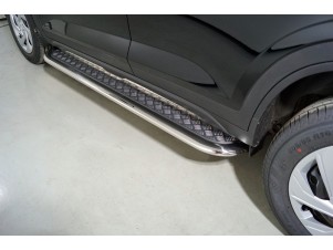 Пороги с площадкой 75х42 мм для Hyundai Creta II 2021 – н.в. HYUNCRE21-22