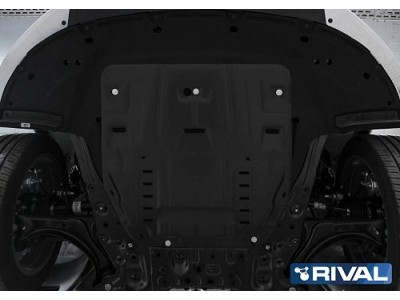Защита картера и КПП Rival (увеличенная) для Hyundai Sonata VIII 2019-н.в./Kia K5 2020-н.в., сталь 1.5 мм, с крепежом, штампованная