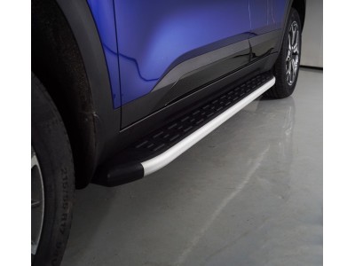 Пороги алюминиевые с пластиковой накладкой 1720 из 2-х мест  ТСС для Kia Seltos 2020-2021