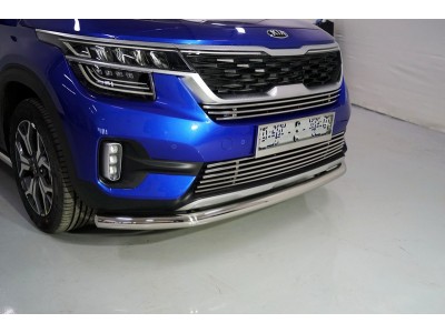 Защита переднего бампера 60 мм ТСС для Kia Seltos 2020-2021