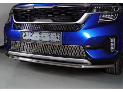 Защита переднего бампера 42 мм ТСС для Kia Seltos 2020-2021