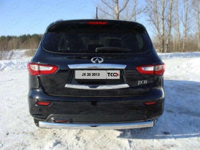 Защита заднего бампера овальная 75х42 мм ТСС для Infiniti JX35/QX60 2012-2016
