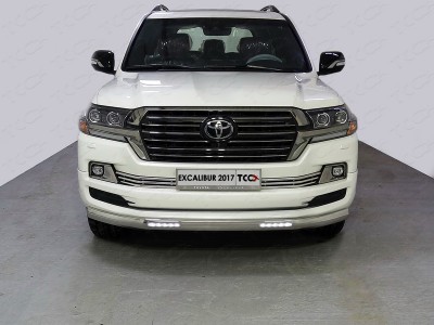 Защита передняя овальная с ДХО 75х42 мм ТСС для Toyota Land Cruiser 200 Excalibur 2017-2021