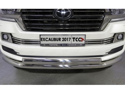 Защита передняя двойная 76-75 мм ТСС для Toyota Land Cruiser 200 Excalibur 2017-2021