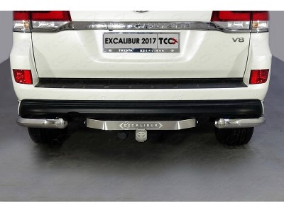 Защита задняя уголки 76 мм ТСС для Toyota Land Cruiser 200 Excalibur 2017-2021