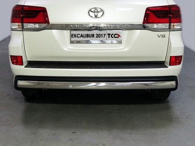 Защита заднего бампера овальная 75х42 мм ТСС для Toyota Land Cruiser 200 Excalibur 2017-2021