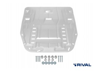 Защита картера + КПП (алюминий) + комплект крепежа для Hyundai Santa Fe 2021-2023 (V - 2.2d; 2.5; 3.5), Kia Sorento 2020-н.в. (V - 2.2d; 2.5; 3.5), Hyundai Tucson 2021-н.в. (V - 2.0d; 2.0), Kia Sportage 2022-н.в. (V - 2.5) №333.2862.1