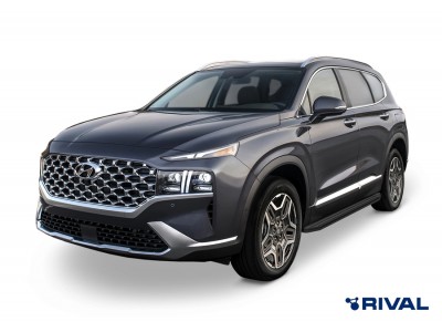 Пороги на автомобиль "Premium-Black" Rival для Hyundai Santa Fe IV рестайлинг 2021-н.в./Tucson IV 2021-н.в./Kia Sportage V 2021-н.в., 180 см, 2 шт., алюминий