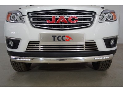 Защита передняя нижняя (овальная с ДХО) 75х42 мм ТСС для JAC T6 2015 – н.в.