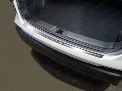 Накладка на задний бампер шлифованный лист надпись Qashqai ТСС для Nissan Qashqai 2019-2021