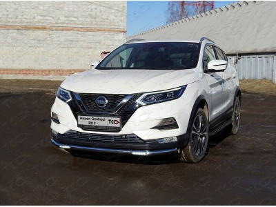 Защита переднего бампера с ДХО 60 мм ТСС для Nissan Qashqai 2019-2021