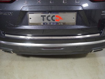 Накладка на задний бампер (лист шлифованный) ТСС для Exeed VX 2.0L 4WD 2021 – н.в.