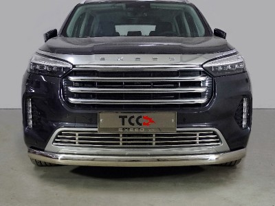 Защита передняя нижняя (овальная) 75х42 мм ТСС для Exeed VX 2.0L 4WD 2021 – н.в.