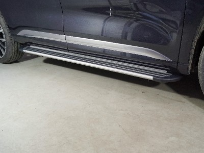Пороги алюминиевые Slim Line Silver 1920 мм ТСС для Exeed VX 2.0L 4WD 2021 – н.в.