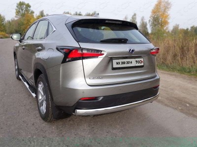 Защита заднего бампера овальная 75х42 мм ТСС для Lexus NX-200 2014-2017