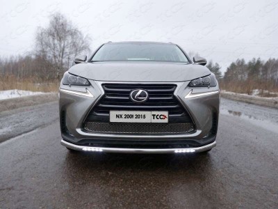 Защита переднего бампера с ДХО 60 мм ТСС для Lexus NX-200 2014-2017