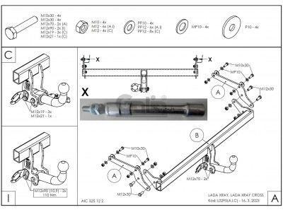 Фаркоп оцинкованный для Lada Xray 2015-2022, Lada Xray Cross 2018-2022 быстросъемное крепление шара