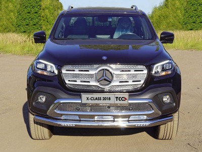 Защита переднего бампера с ДХО 76 мм для Mercedes-Benz X-Class 2018-2021
