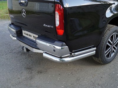 Защита задняя двойные уголки 76-42 мм для Mercedes-Benz X-Class 2018-2021