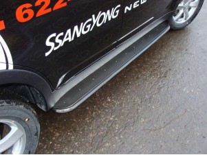 Пороги с площадкой нержавеющий лист 42 мм для SsangYong Actyon № SSANACT11-12