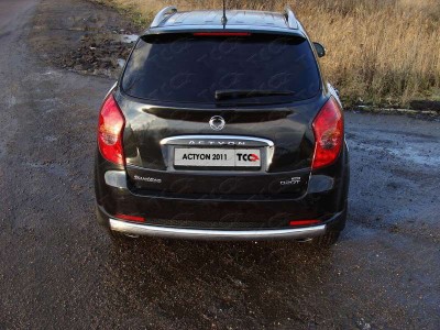 Защита заднего бампера овальная 75х42 мм ТСС для SsangYong Actyon 2010-2021