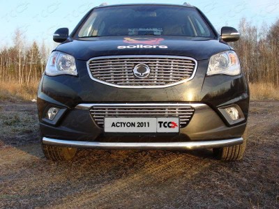 Защита переднего бампера 60 мм ТСС для SsangYong Actyon 2010-2021