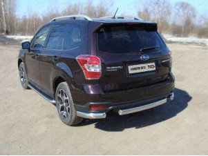 Защита заднего бампера овальная 75х42 мм для Subaru Forester SJ № SUBFOR13-16