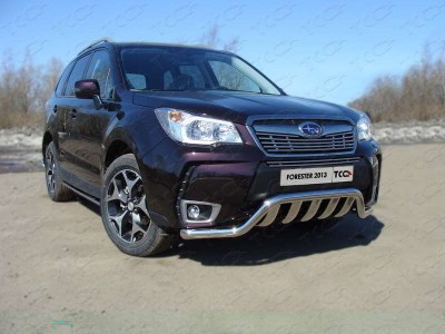 Защита передняя Кенгурятник с вставкой 60-75 мм ТСС для Subaru Forester SJ 2013-2016