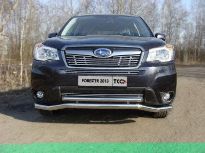Защита передняя двойная спорт 60-42 мм ТСС для Subaru Forester SJ 2013-2016