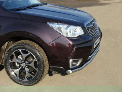 Защита передняя двойная спорт 60-42 мм ТСС для Subaru Forester SJ 2013-2016