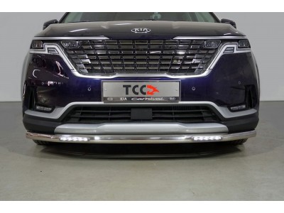 Защита переднего бампера с ДХО 60 мм ТСС для Kia Carnival 2020-2021