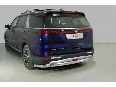 Защита заднего бампера овальная 75х42 мм ТСС для Kia Carnival 2020-2021