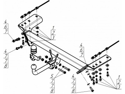 Фаркоп для Exeed RX 2023-н.в. крепление шара на двух болтах