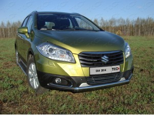 Защита передняя овальная 75х42 мм для Suzuki SX4 New № SUZSX414-01