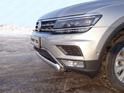 Защита передняя овальная для Offroad 75х42 мм ТСС для Volkswagen Tiguan 2016-2021