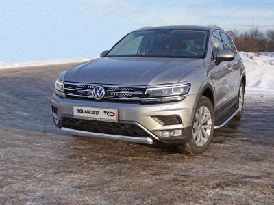 Защита передняя овальная для Offroad 75х42 мм ТСС для Volkswagen Tiguan 2016-2021