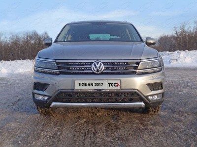 Защита передняя овальная для Offroad 75х42 мм ТСС для Volkswagen Tiguan 2016-2021