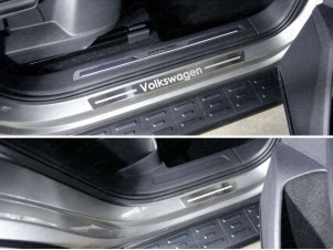 Накладки на пороги внешние шлифованный лист надпись Volkswagen 4 шт для Volkswagen Tiguan № VWTIG17-33