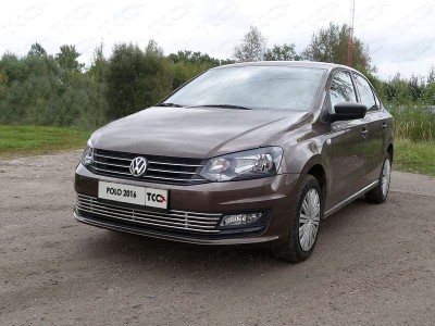 Накладка решётки радиатора нижняя 12 мм ТСС для Volkswagen Polo 2015-2020