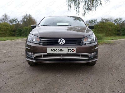 Накладка решётки радиатора нижняя 12 мм ТСС для Volkswagen Polo 2015-2020