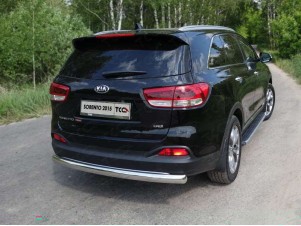 Защита заднего бампера овальная длинная 75-42 мм для Kia Sorento Prime № KIASOR15-19