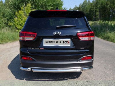 Защита заднего бампера уголки 60 мм ТСС для Kia Sorento Prime 2015-2017