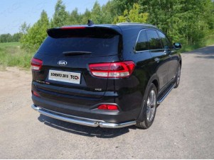 Защита заднего бампера короткая 60 мм для Kia Sorento Prime № KIASOR15-16