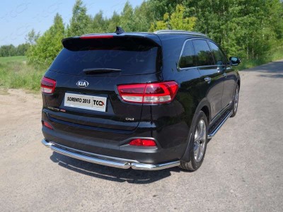 Защита заднего бампера короткая 60 мм ТСС для Kia Sorento Prime 2015-2017