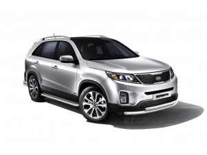 Защита порогов с алюм. площадкой d=51 мм (НПС) для Kia Sorento 2014-2020 №06020207