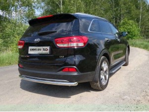 Защита заднего бампера длинная 60 мм для Kia Sorento Prime № KIASOR15-17